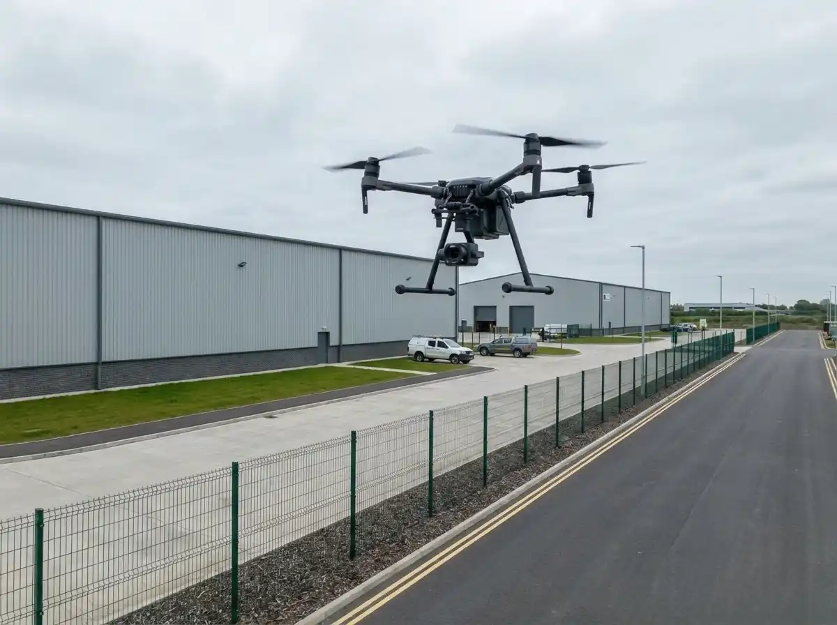 Drone-based perimeter security over an industrial site
